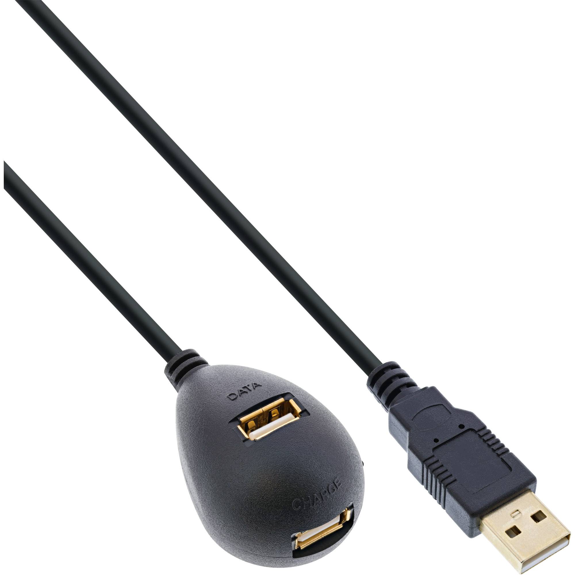 INLINE - USB 2.0 Verlängerung - ST / BU - Typ A - schwarz - mit Standfuss - 2m
