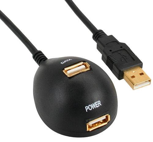 INLINE - USB 2.0 Verlängerung - ST / BU - Typ A - schwarz - mit Standfuss - 2m
