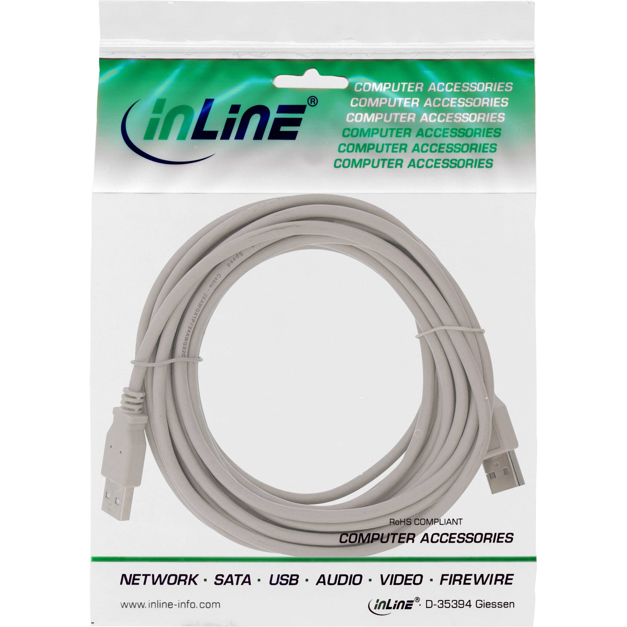 INLINE - USB 2.0 Kabel - A an A - beige - 0,3m