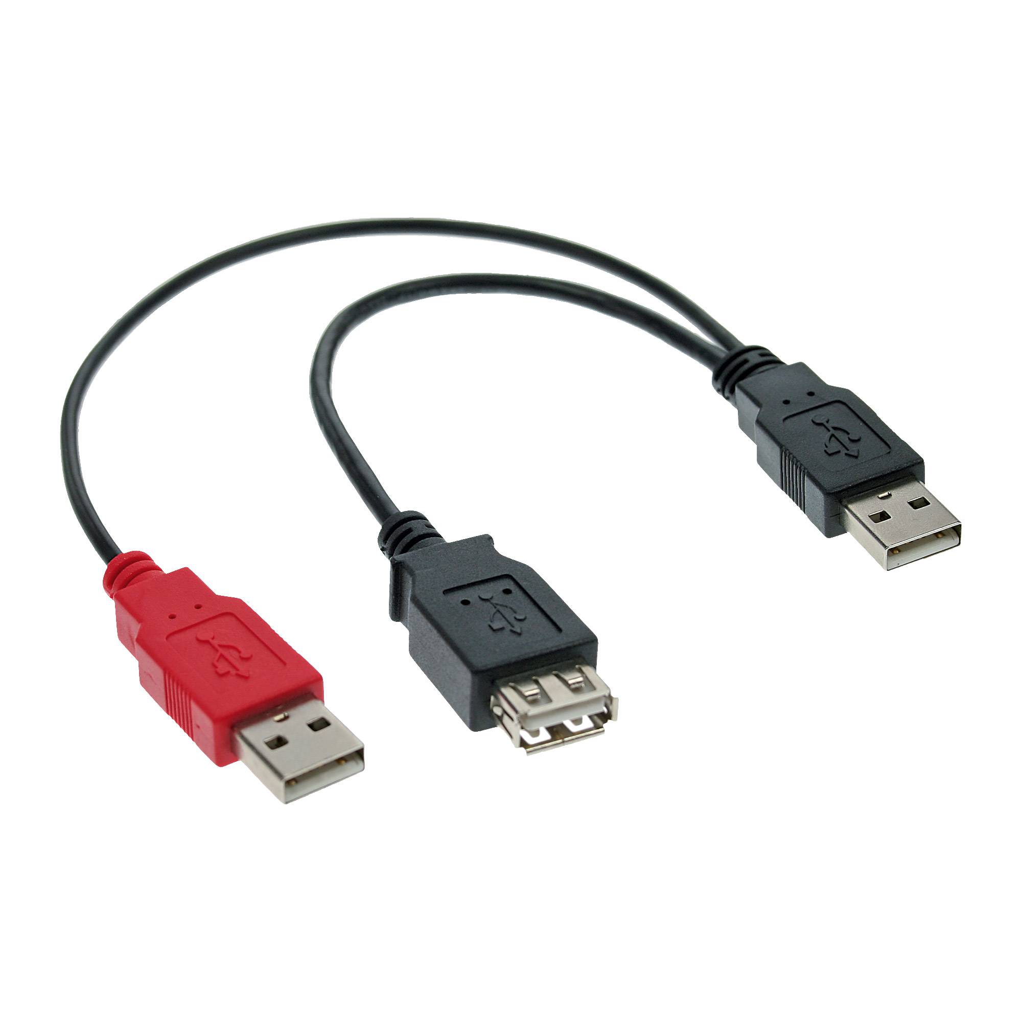 INLINE - USB 2.0 Y-Anschlusskabel - 2x Stecker A an Buchse A - 0,2m