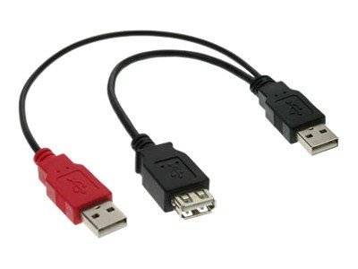 INLINE - USB 2.0 Y-Anschlusskabel - 2x Stecker A an Buchse A - 0,2m