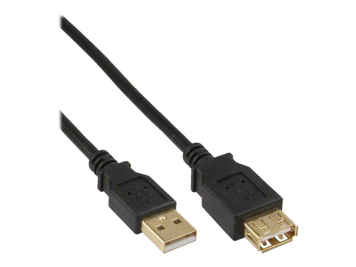 INLINE - USB 2.0 Verlängerung - ST / BU - Typ A - schwarz - Kontakte gold - 1m