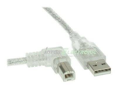 INLINE - USB 2.0 Kabel - A an B links abgewinkelt - transparent - 2m