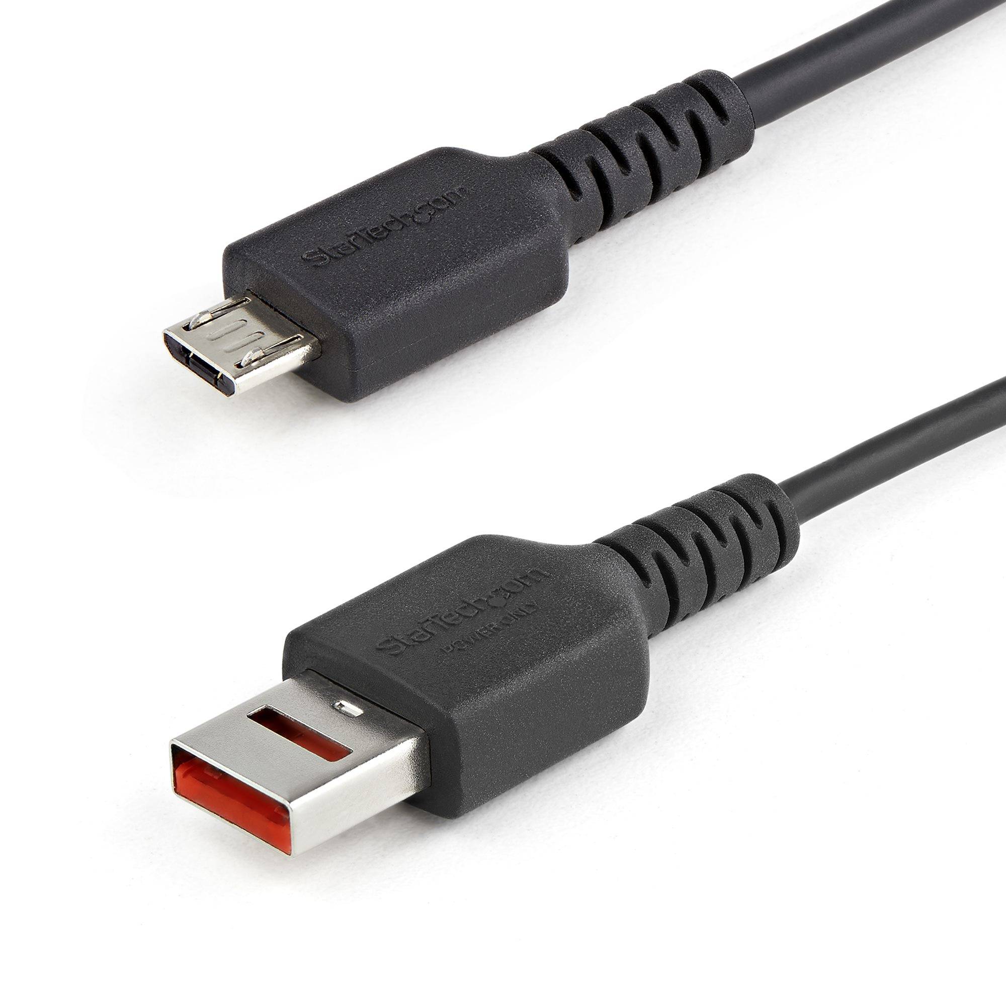 StarTech.com 3ft (1m) Secure Charging Cable, USB-A to Micro USB Data Blocker Charge-Only Cable, Power-Only Charger Cable
