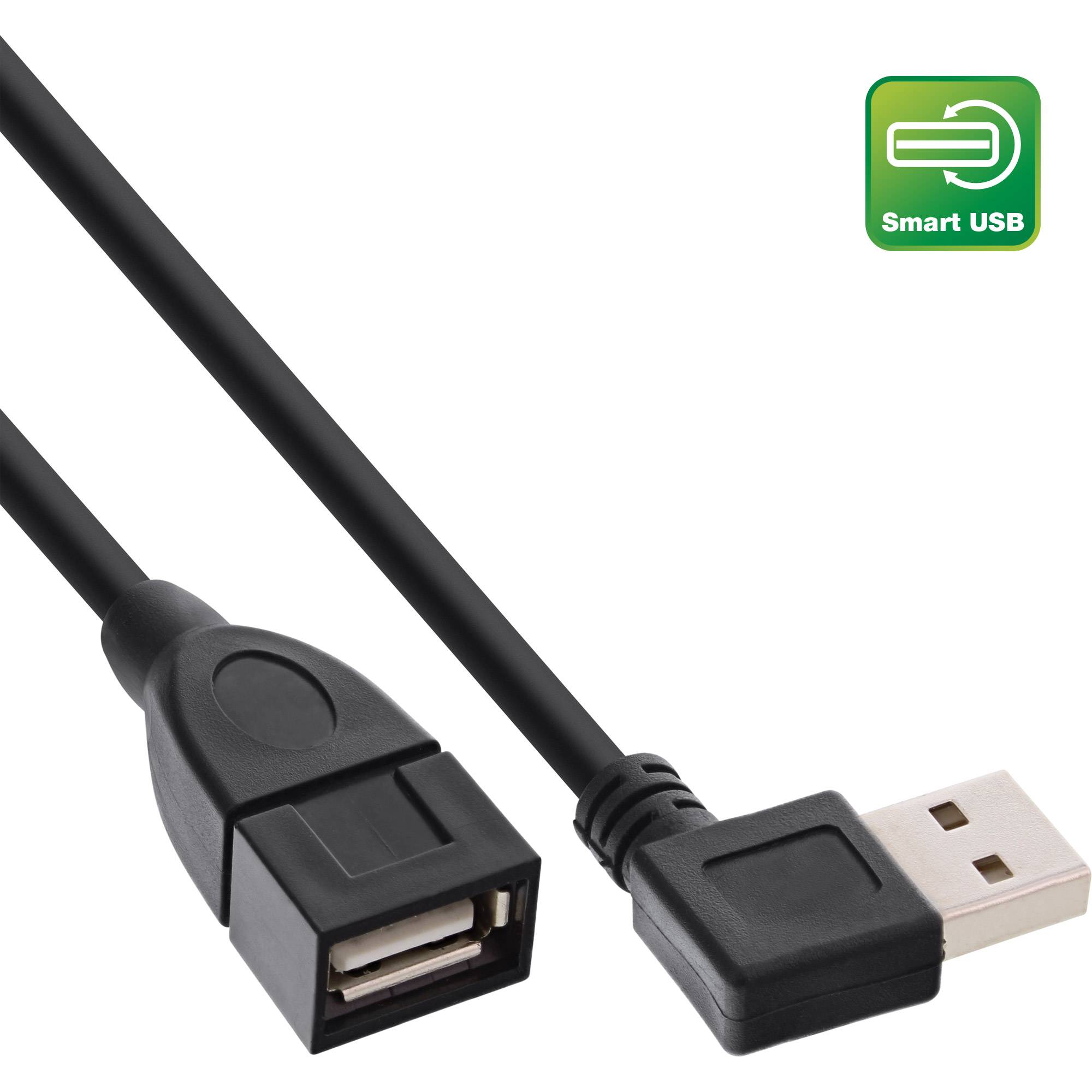 INLINE - Smart USB 2.0 Verlängerung gewinkelt - ST / BU - Typ A - schwarz - 0,2m