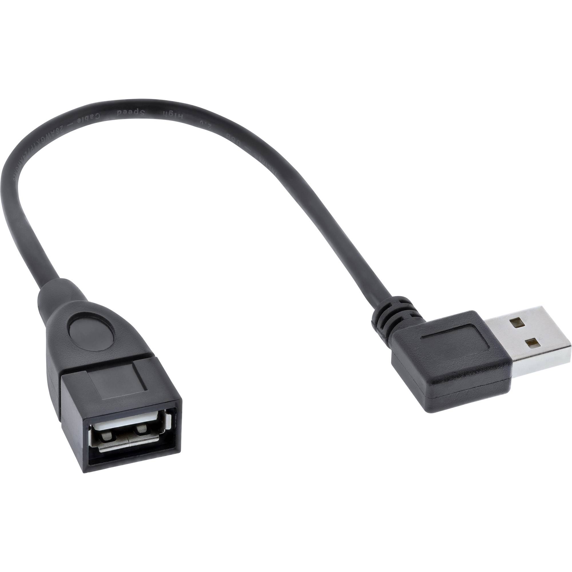 INLINE - Smart USB 2.0 Verlängerung gewinkelt - ST / BU - Typ A - schwarz - 0,2m