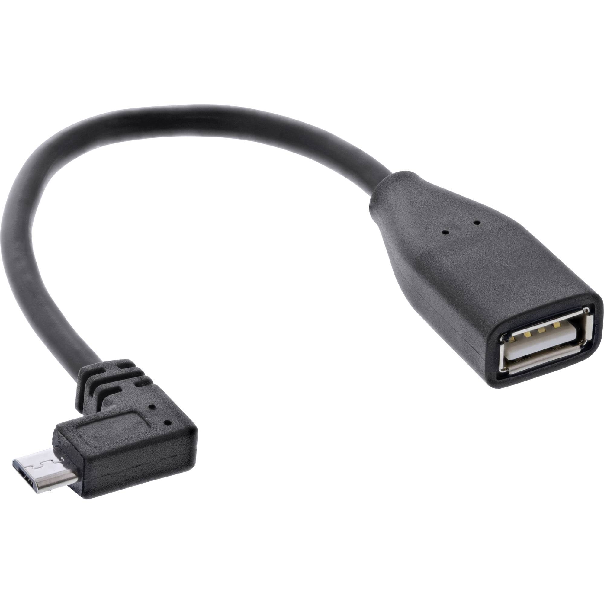 INLINE - Micro-USB OTG Adapterkabel - Micro-B ST gewinkelt an USB A BU - 0,1m