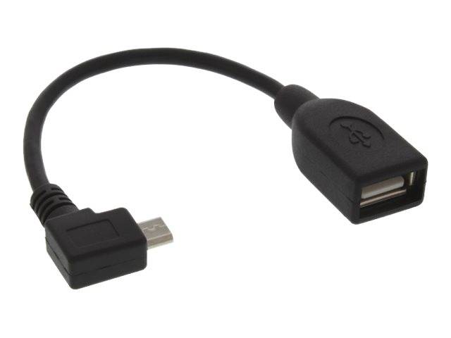 INLINE - Micro-USB OTG Adapterkabel - Micro-B ST gewinkelt an USB A BU - 0,1m