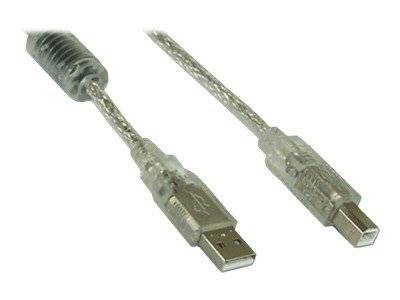 INLINE - USB 2.0 Kabel - A an B - transparent - mit Ferritkern - 3m