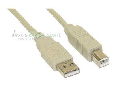 INLINE - USB 2.0 Kabel - A an B - beige - 5,0m