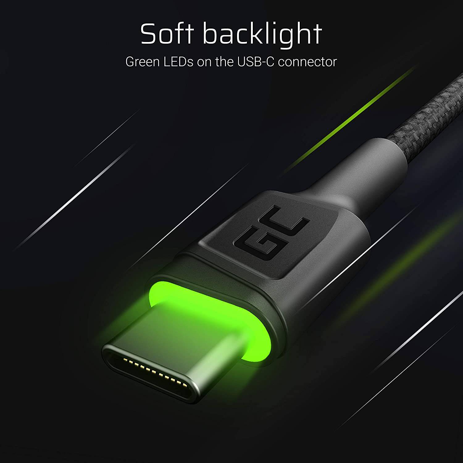 USB-A - USB-C Kabel 2 m Grüne LED Schnellladekabel 480Mps