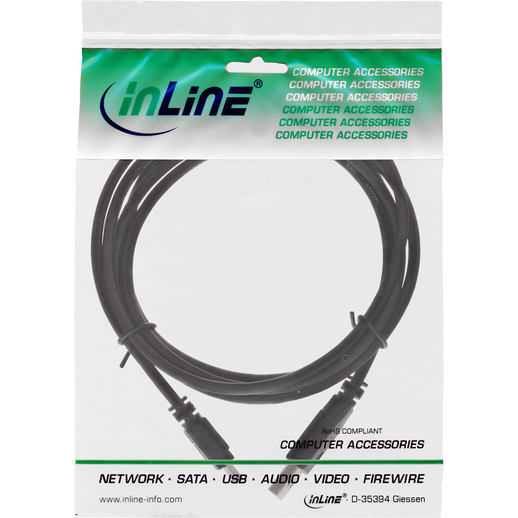 INLINE - USB 2.0 Mini-Kabel - USB A ST an Mini-B ST (5pol.) - schwarz - 0,5m