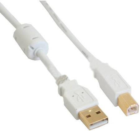 INLINE - USB 2.0 Kabel - A an B - weiß / gold - mit Ferritkern - 1m