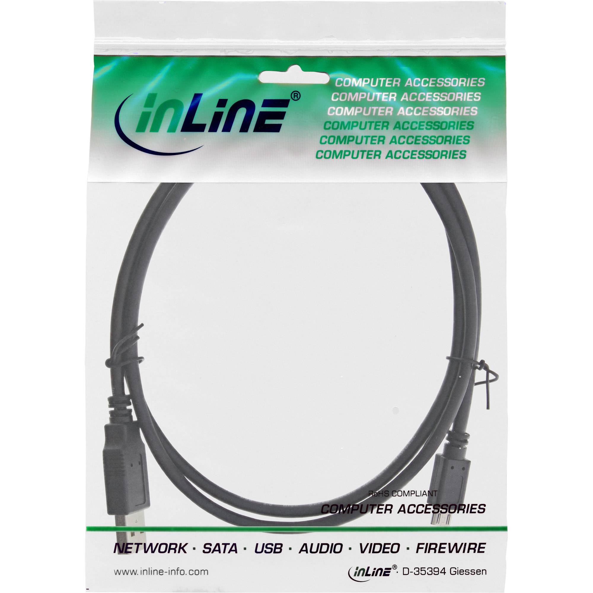 INLINE - Micro-USB 2.0 Kabel - USB-A Stecker an Micro-B Stecker - schwarz - 1m