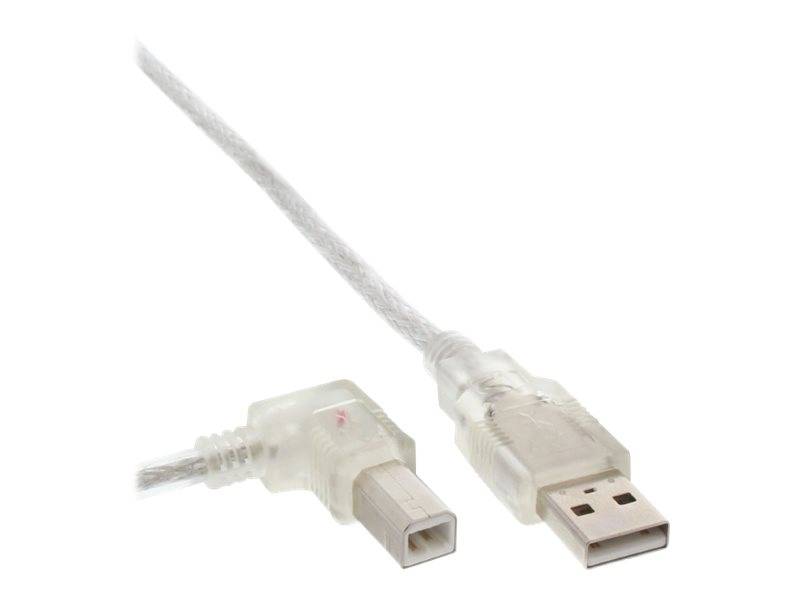INLINE - USB 2.0 Kabel - A an B links abgewinkelt - transparent - 5m