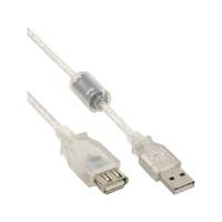 INLINE - USB 2.0 Verlängerung - St/Bu - Typ A - transparent - mit Ferritkern 1,8m
