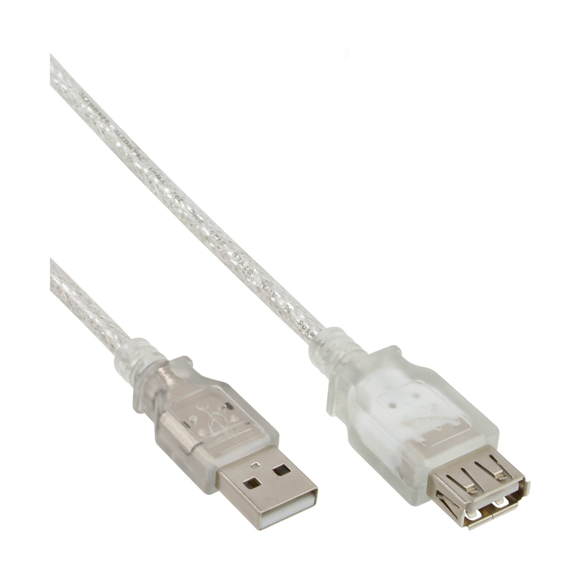 INLINE - USB 2.0 Verlängerung - St/Bu - Typ A - transparent - 3m