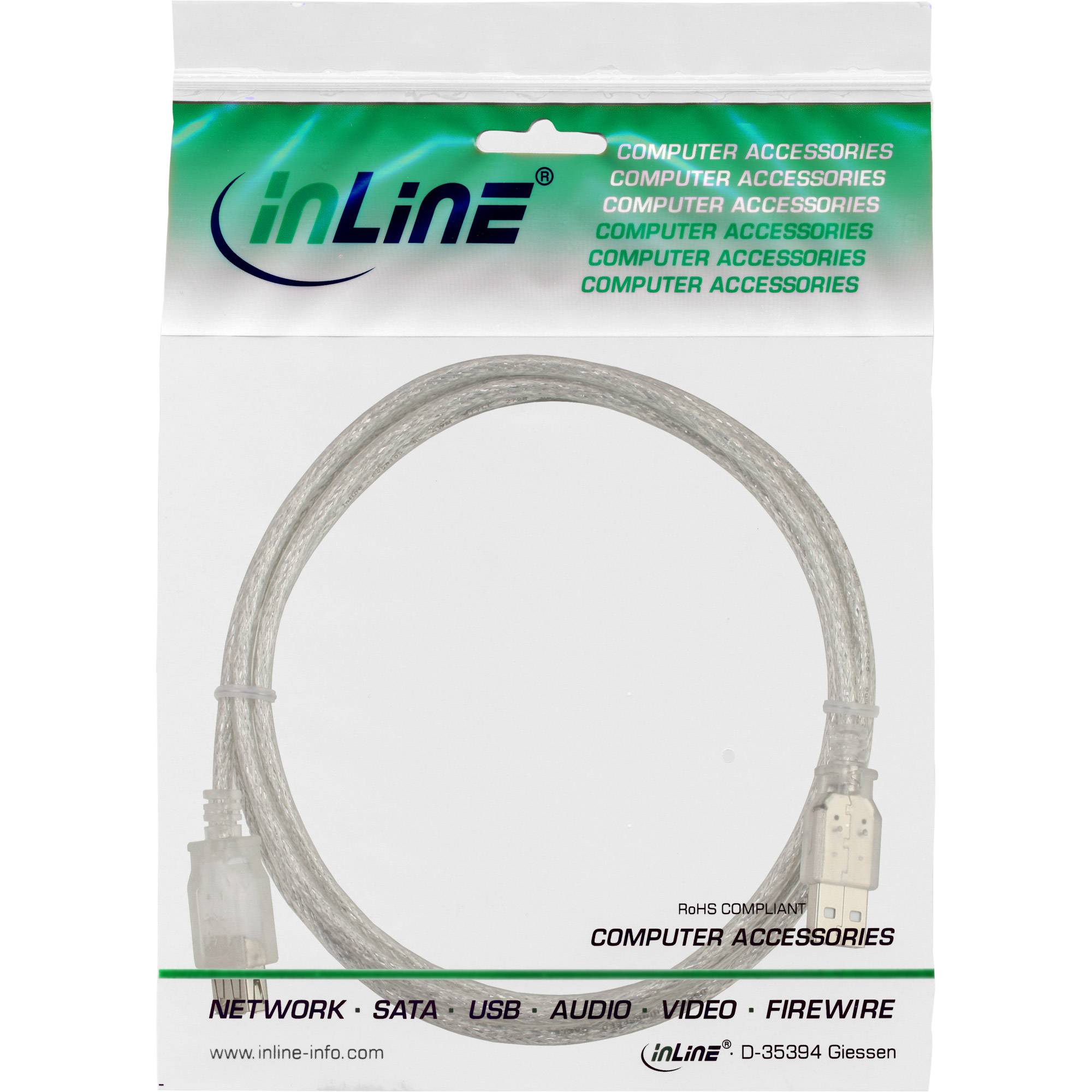 INLINE - USB 2.0 Verlängerung - St/Bu - Typ A - transparent - 3m