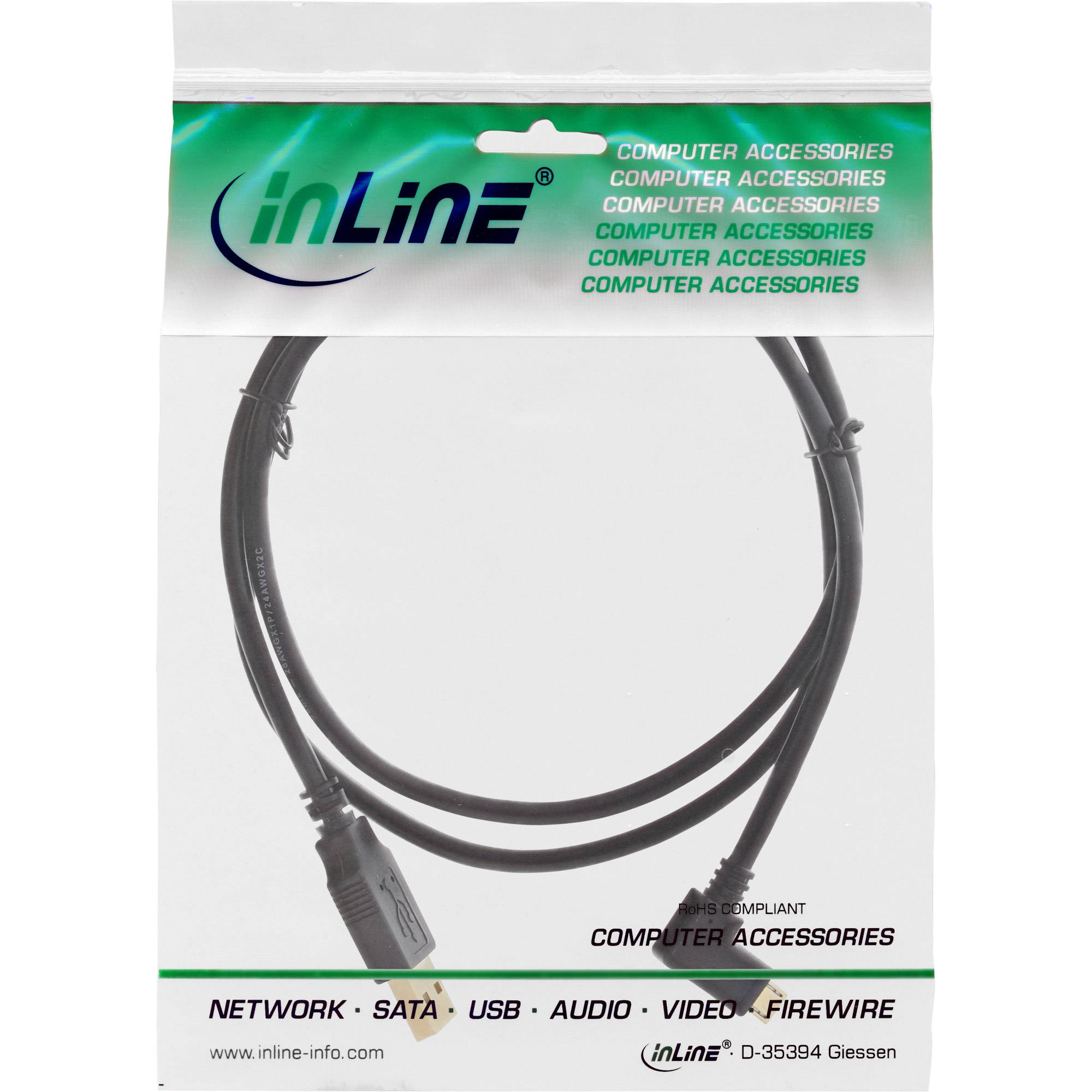 INLINE - Micro-USB 2.0 Kabel - USB-A ST/Micro-B ST gew. - vergoldete Kontakte - 1m