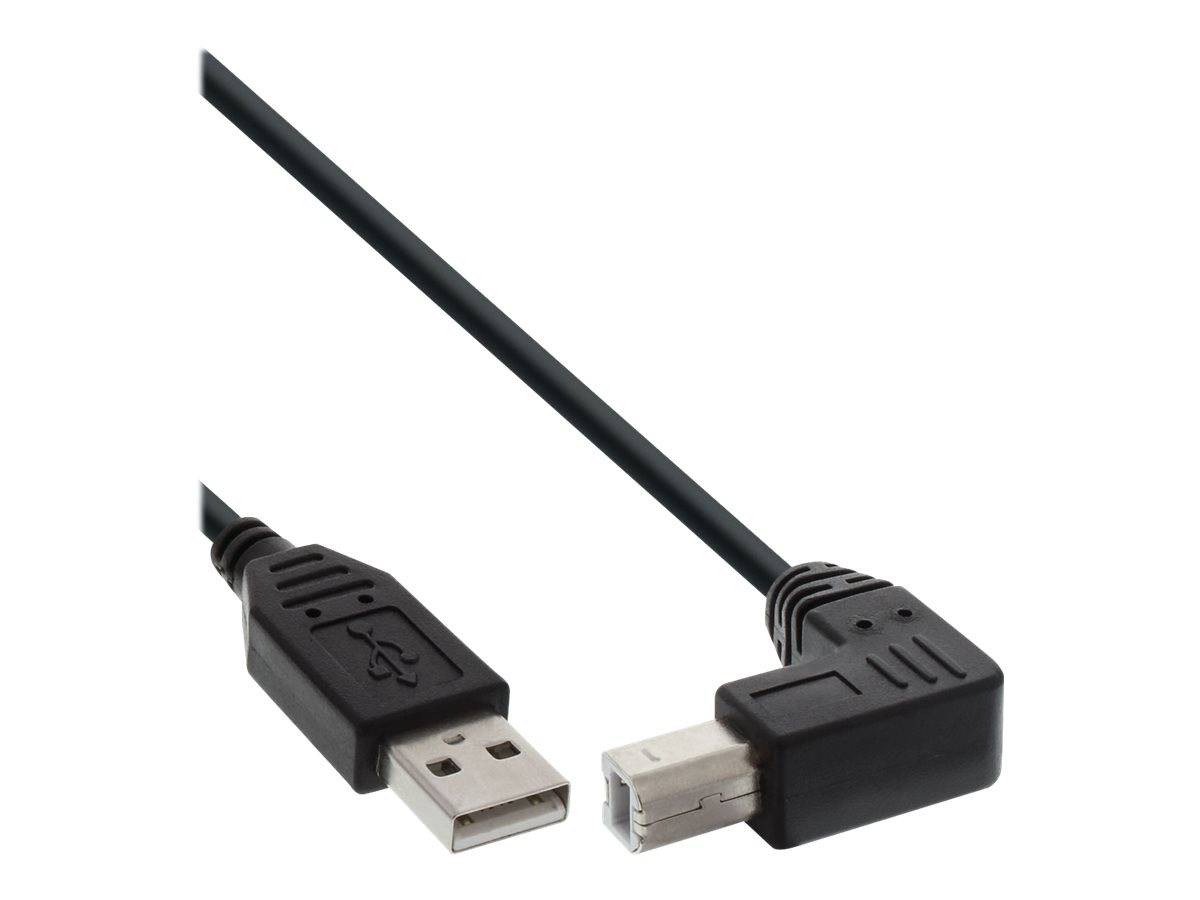 INLINE - USB 2.0 Kabel - A an B - unten abgewinkelt - schwarz - 0,3m