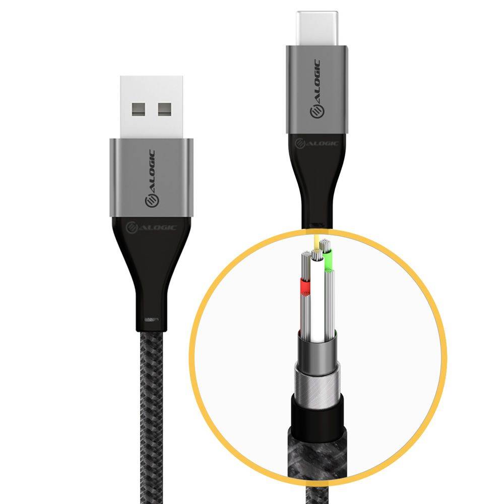 ALOGIC ULCA21.5-SGR, 1,5 m, USB A, USB C, USB 2.0, 480 Mbit/s, Grau