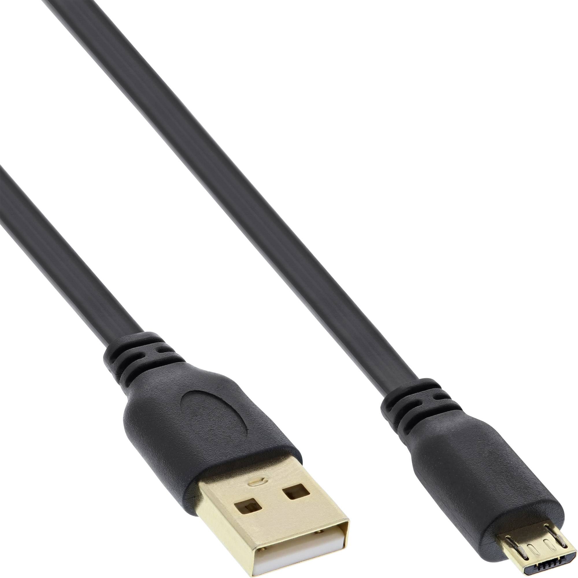 INLINE - Micro-USB 2.0 Flachkabel - USB-A Stecker an Micro-B Stecker - 1m