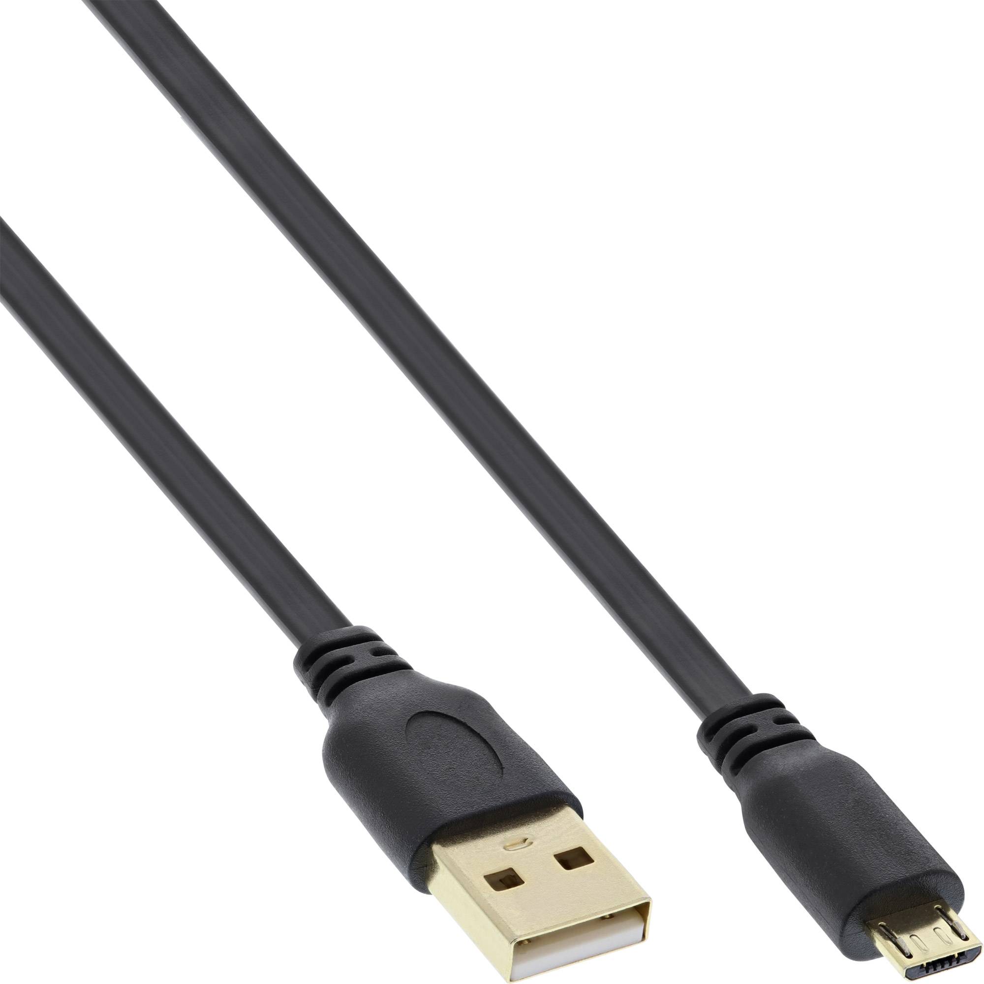 INLINE - Micro-USB 2.0 Flachkabel - USB-A Stecker an Micro-B Stecker - 1m
