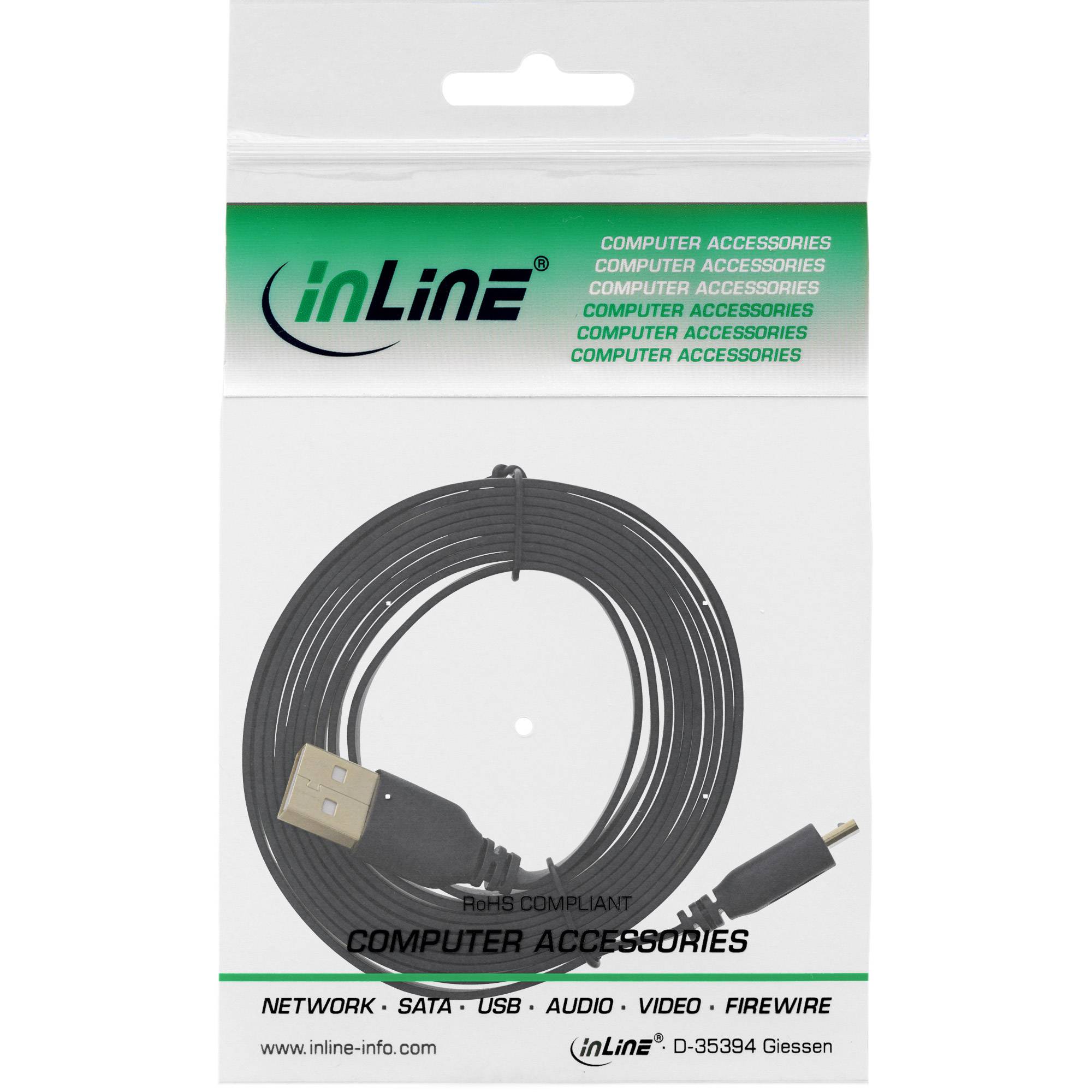 INLINE - Micro-USB 2.0 Flachkabel - USB-A Stecker an Micro-B Stecker - 1m