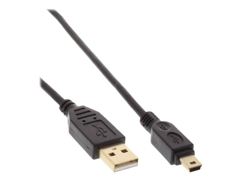 INLINE - USB 2.0 Mini-Kabel - USB A ST/Mini ST 5pol - schwarz - vergold. Kont. - 2m