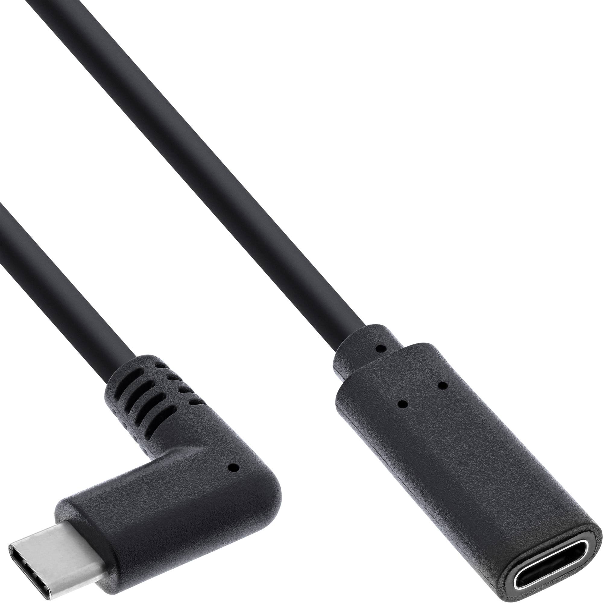 INLINE - USB 3.2 Gen.2x2 Kabel - USB-C Verl. - ST gewink. auf BU - schwarz 0,5m