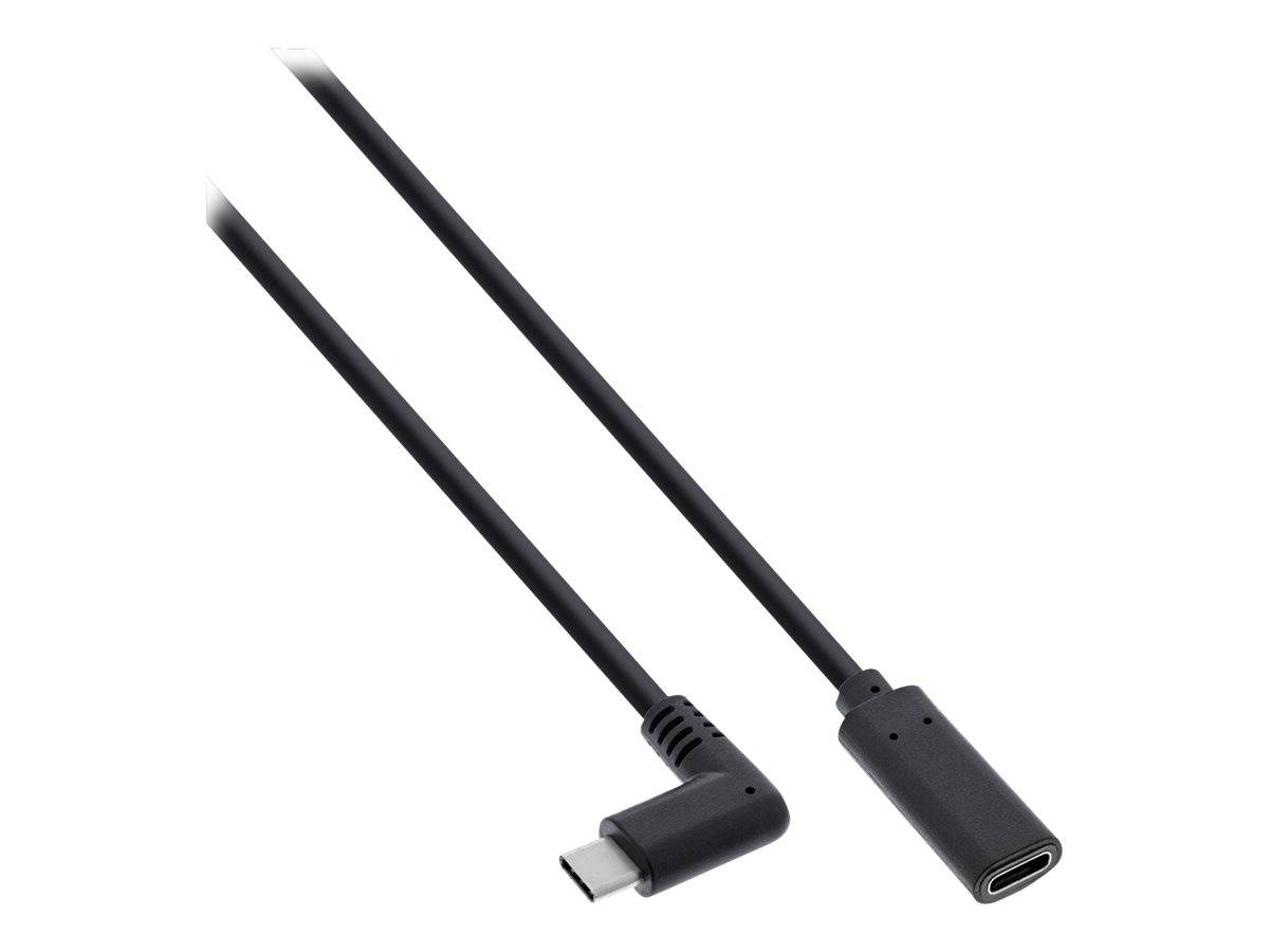INLINE - USB 3.2 Gen.2x2 Kabel - USB-C Verl. - ST gewink. auf BU - schwarz 0,5m