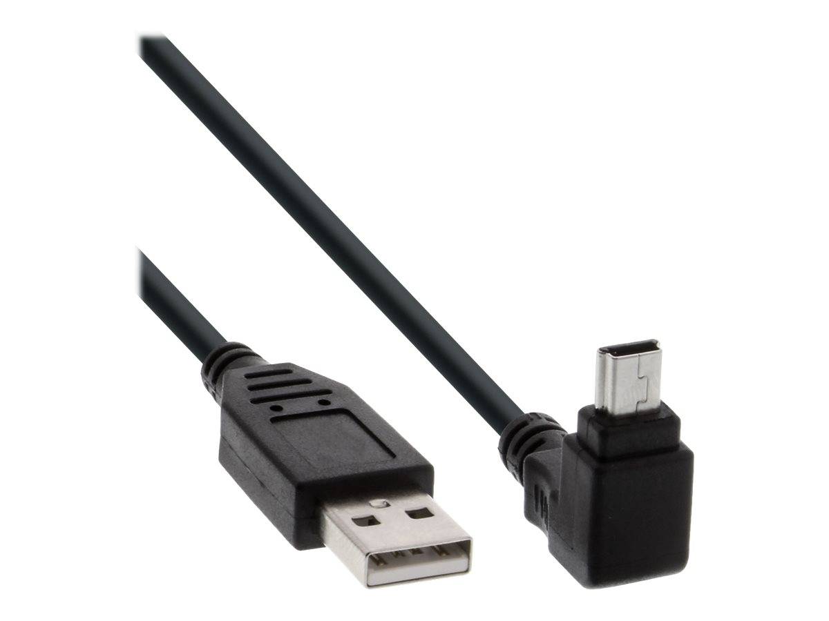 INLINE - USB 2.0 Mini-Kabel - ST A/Mini-B ST (5pol) oben abgew. 90° - schwarz - 0,5m