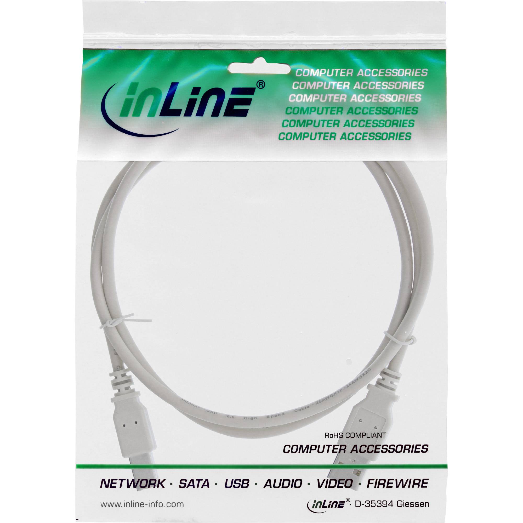 INLINE - USB 2.0 Kabel - A an B - beige - 1m