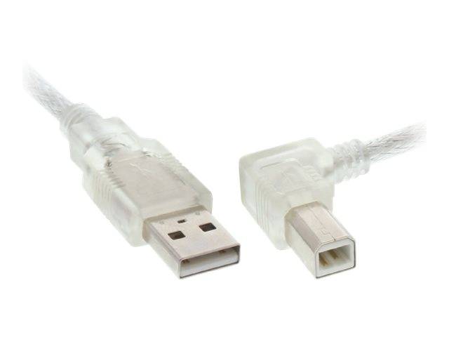 INLINE - USB 2.0 Kabel - A an B rechts abgewinkelt - transparent - 3m