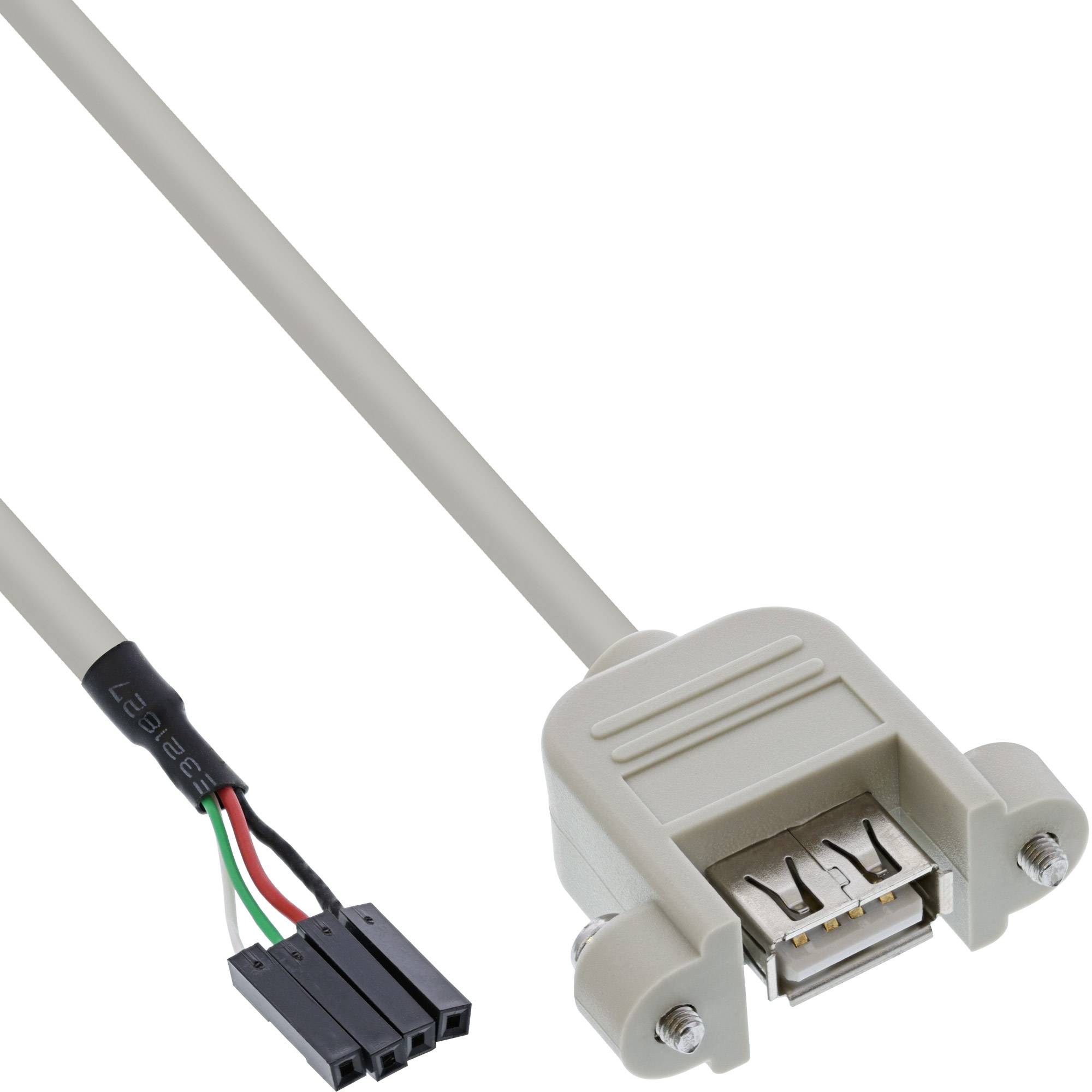 INLINE - USB 2.0 Anschlusskabel - Einbaubuchse A auf Pfostenanschluss - 0,60m