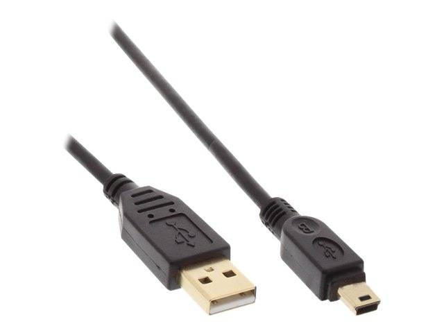 INLINE - USB 2.0 Mini-Kabel - USB A ST/Mini ST 5pol - schwarz - vergold. Kont. - 3m