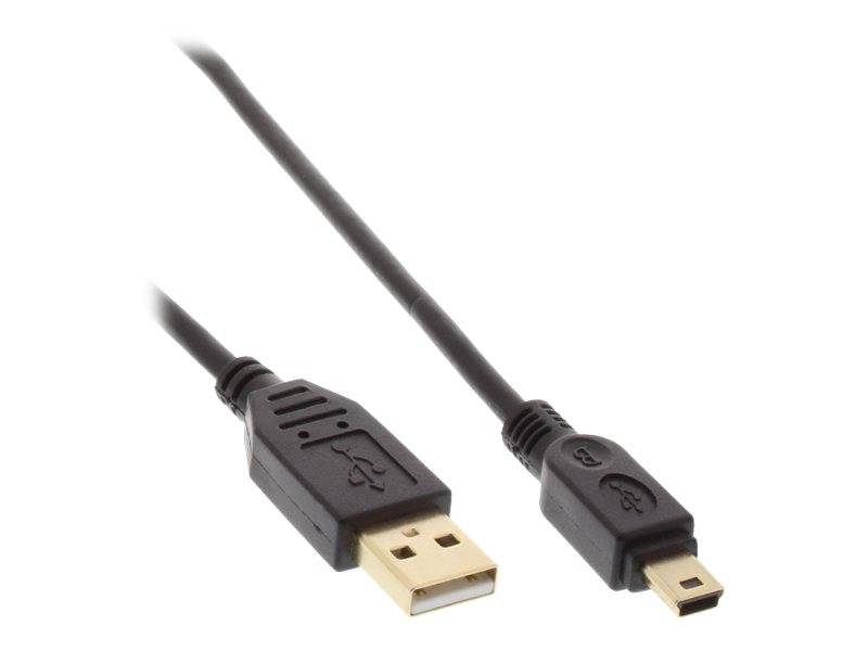 INLINE - USB 2.0 Mini-Kabel - USB A ST/Mini ST 5pol - schwarz - vergold. Kont. - 0,5m