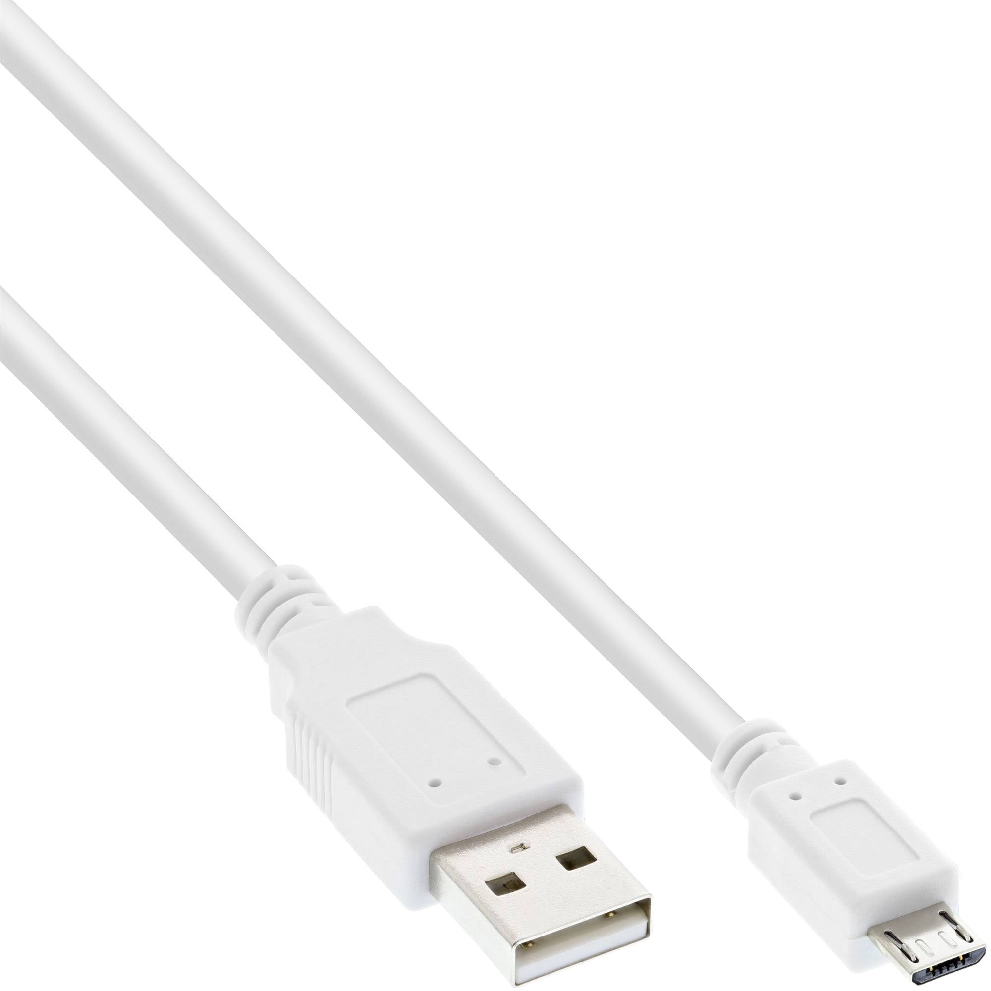 INLINE - Micro-USB 2.0 Kabel - USB-A Stecker an Micro-B Stecker - weiß - 2m
