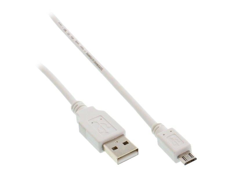 INLINE - Micro-USB 2.0 Kabel - USB-A Stecker an Micro-B Stecker - weiß - 0,5m
