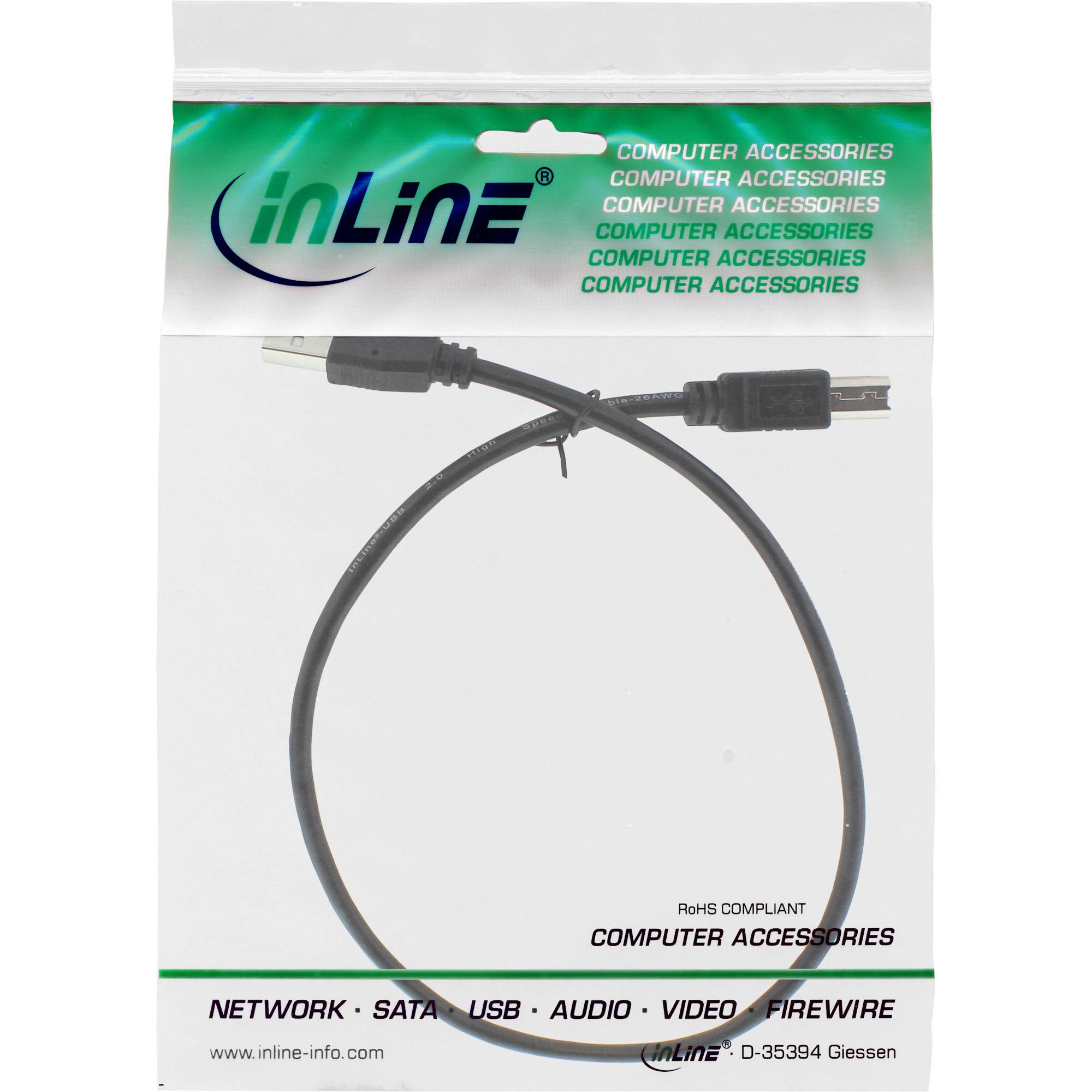 INLINE - USB 2.0 Kabel - A an B - schwarz - 0,5m