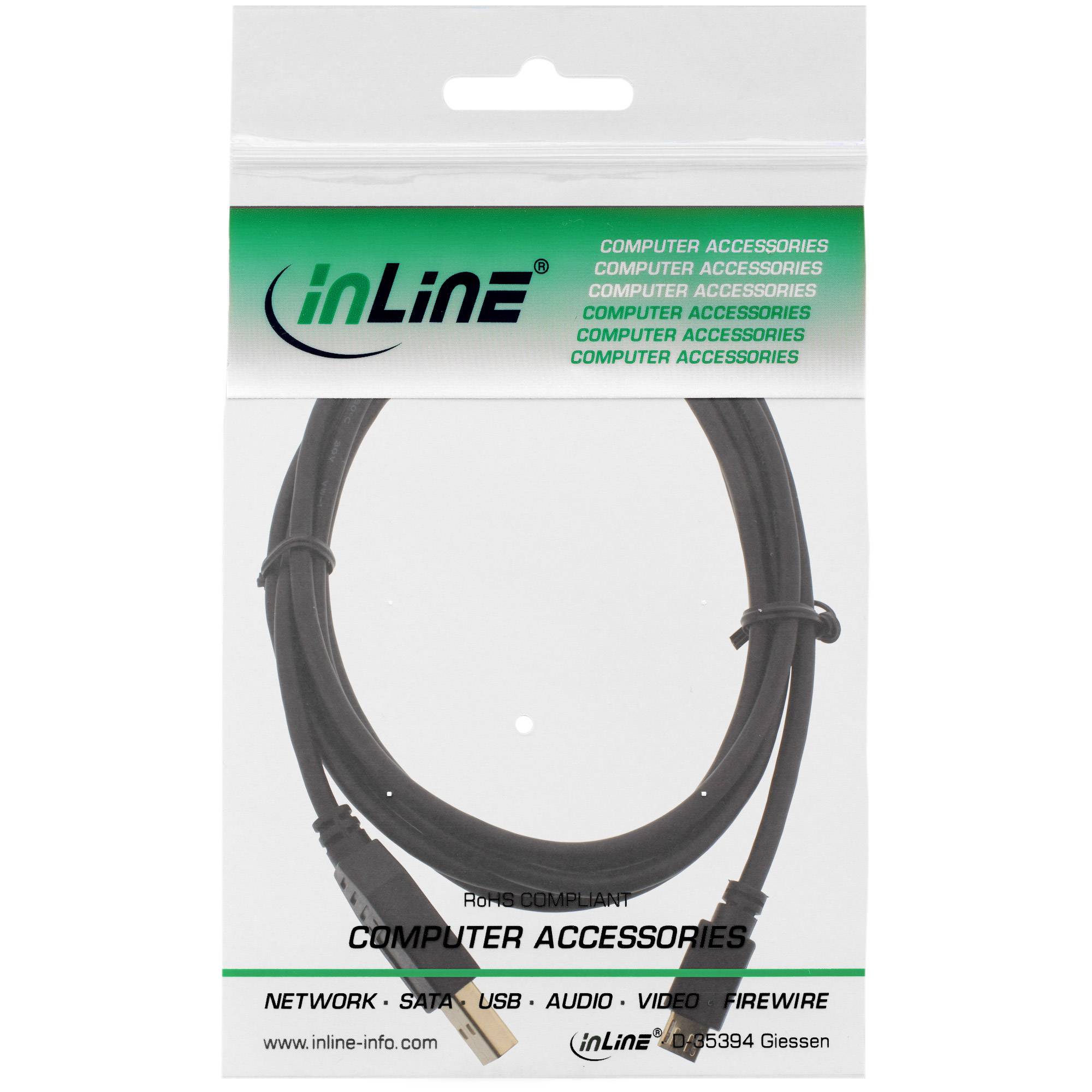 INLINE - Micro-USB 2.0 Kabel - USB-A ST an Micro-B ST - vergoldete Kontakte - 2m