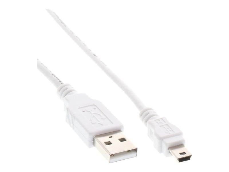 INLINE - USB 2.0 Mini-Kabel - USB A Stecker an Mini-B Stecker (5pol.) - weiß - 1m