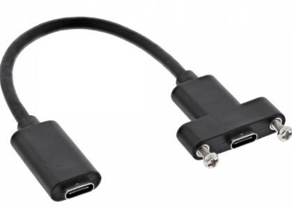 INLINE - USB 3.2 Gen.2 Adapterkabel - Buchse C auf Einbaubuchse C - 0,20m