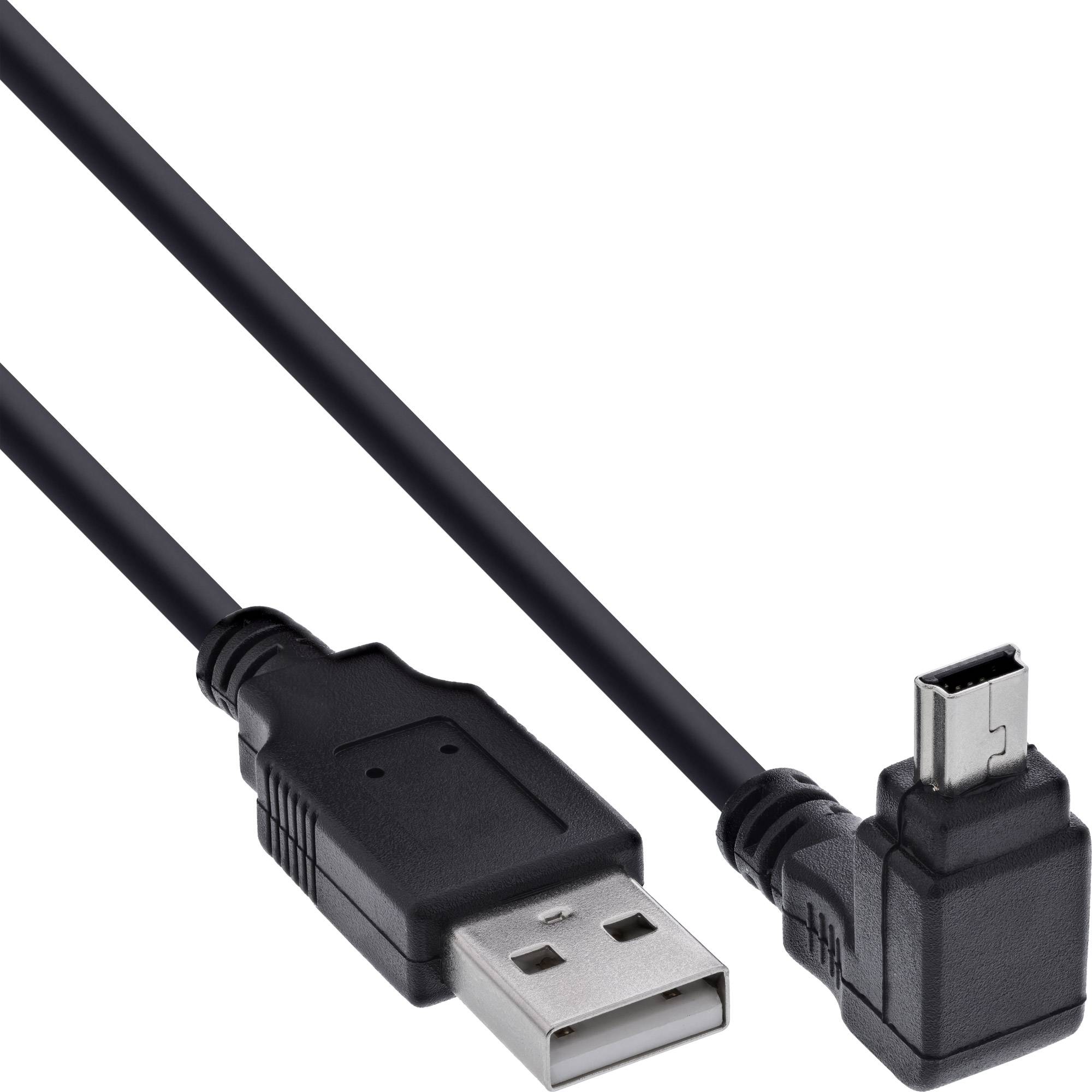 INLINE - USB 2.0 Mini-Kabel - ST A/Mini-B ST (5pol) oben abgew. 90° - schwarz - 1m
