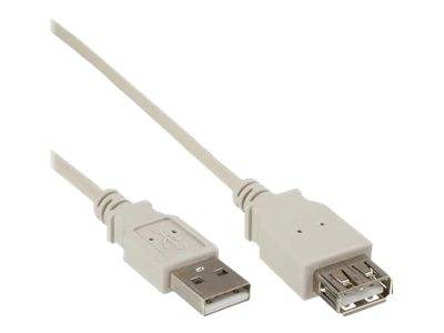 INLINE - USB 2.0 Verlängerung - Stecker / Buchse - Typ A - beige/grau - 3m - bulk