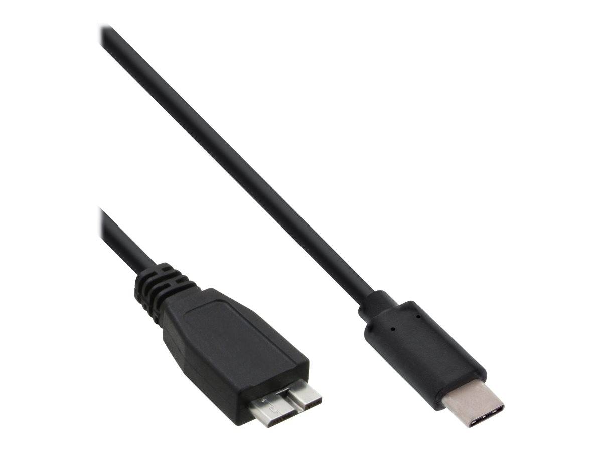 INLINE - USB 3.2 Gen.1x2 Kabel - USB-C Stecker an Micro-B Stecker - schwarz - 0,5m