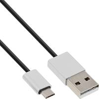 INLINE - Micro-USB 2.0 Kabel - USB-A ST an Micro-B ST - schwarz/Alu - flexibel - 1m