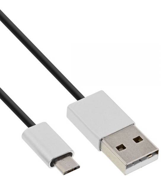 INLINE - Micro-USB 2.0 Kabel - USB-A ST an Micro-B ST - schwarz/Alu - flexibel - 2m