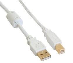 INLINE - USB 2.0 Kabel - A an B - weiß / gold - mit Ferritkern - 2m