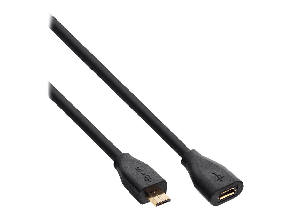 INLINE - Micro-USB Verl. - USB 2.0 Micro-B ST/BU - schwarz - vergoldete Kont. - 2m